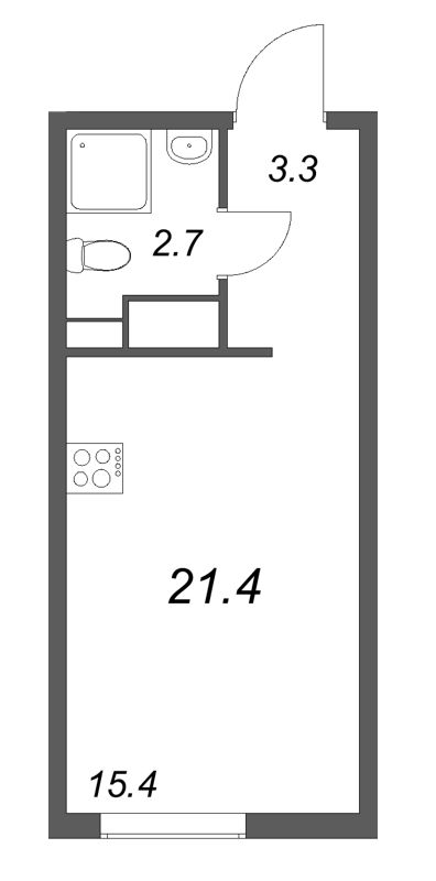 Квартира-студия, 21.4 м² в ЖК "Октябрьская набережная" - планировка, фото №1