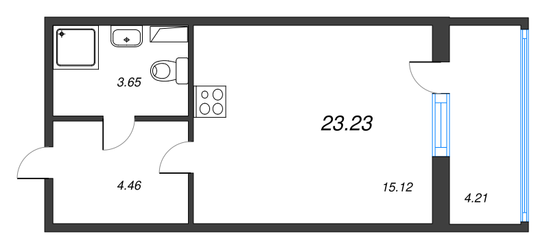 Квартира-студия, 23.23 м² - планировка, фото №1