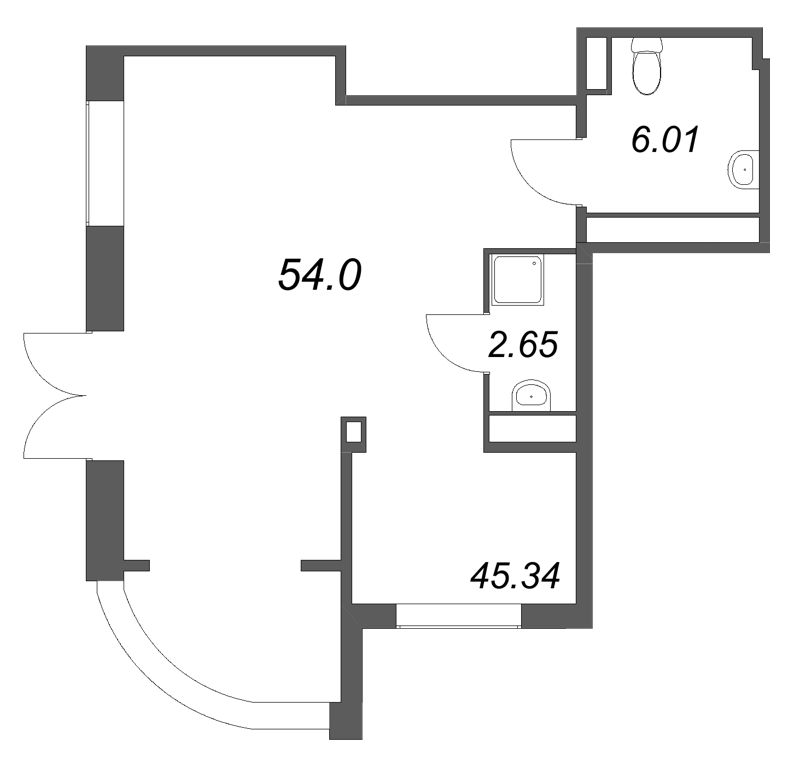 Помещение, 54 м² в ЖК "Ультра Сити 3.0" - планировка, фото №1