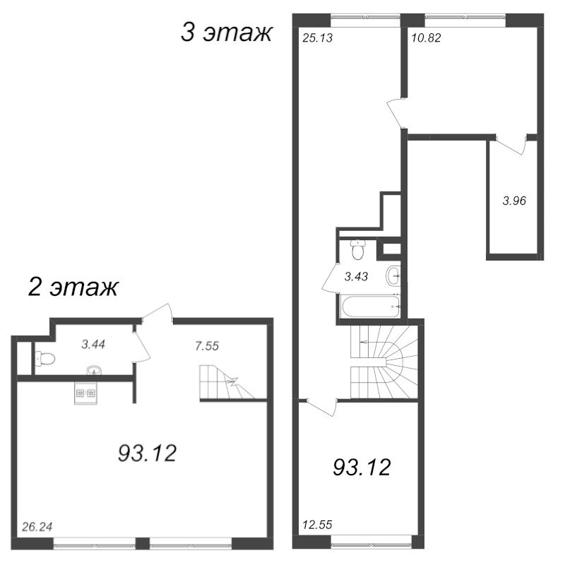 4-комнатная (Евро) квартира, 93.12 м² в ЖК "GloraX Premium Василеостровский" - планировка, фото №1