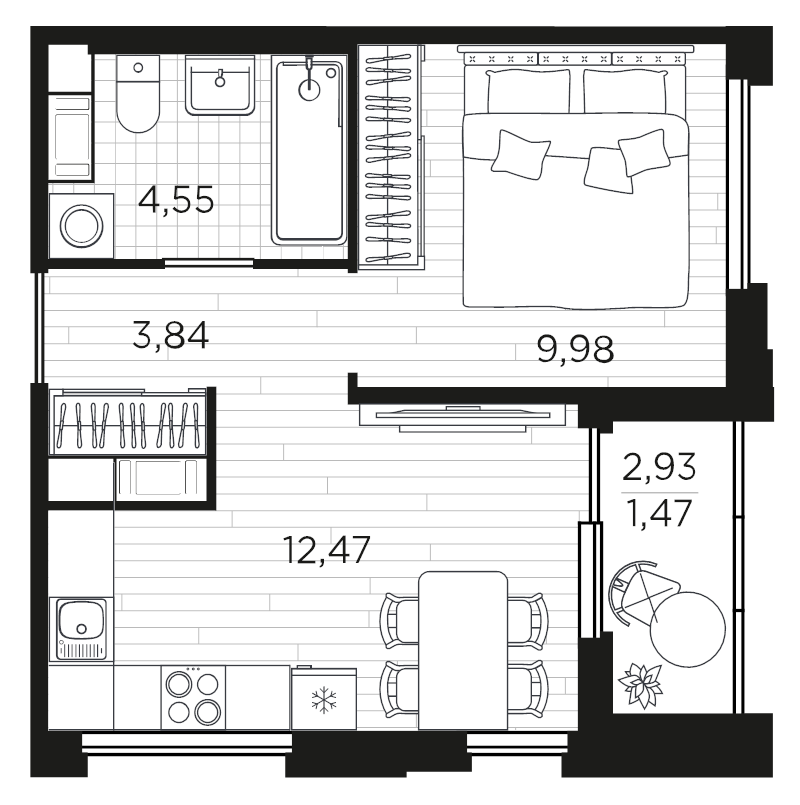 1-комнатная квартира, 32.31 м² в ЖК "PLUS Пулковский" - планировка, фото №1