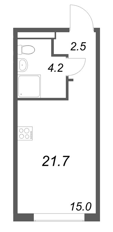 Квартира-студия, 21.7 м² в ЖК "Пулково Лейк" - планировка, фото №1
