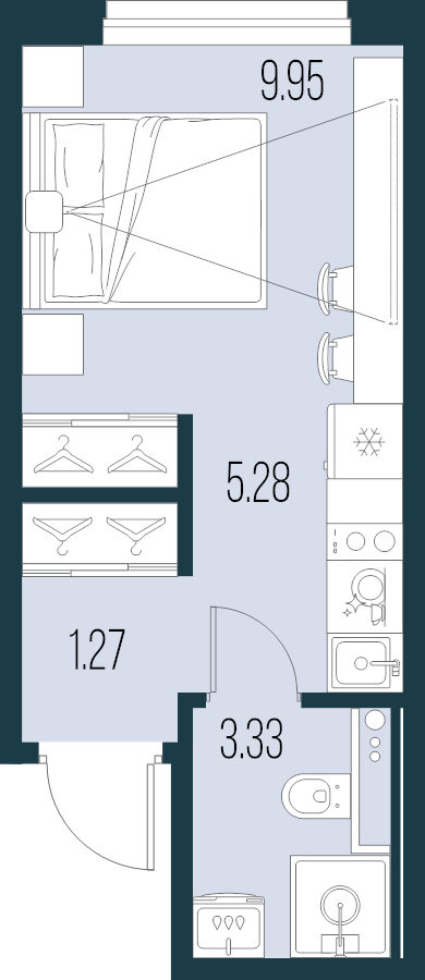 Квартира-студия, 19.83 м² в ЖК "Новая Земля" - планировка, фото №1