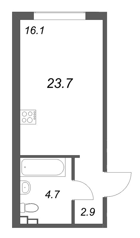 Квартира-студия, 23.7 м² в ЖК "Пулково Lake" - планировка, фото №1