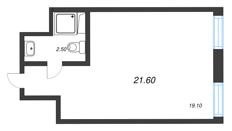 Квартира-студия, 22.8 м² в ЖК "UNO" - планировка, фото №1
