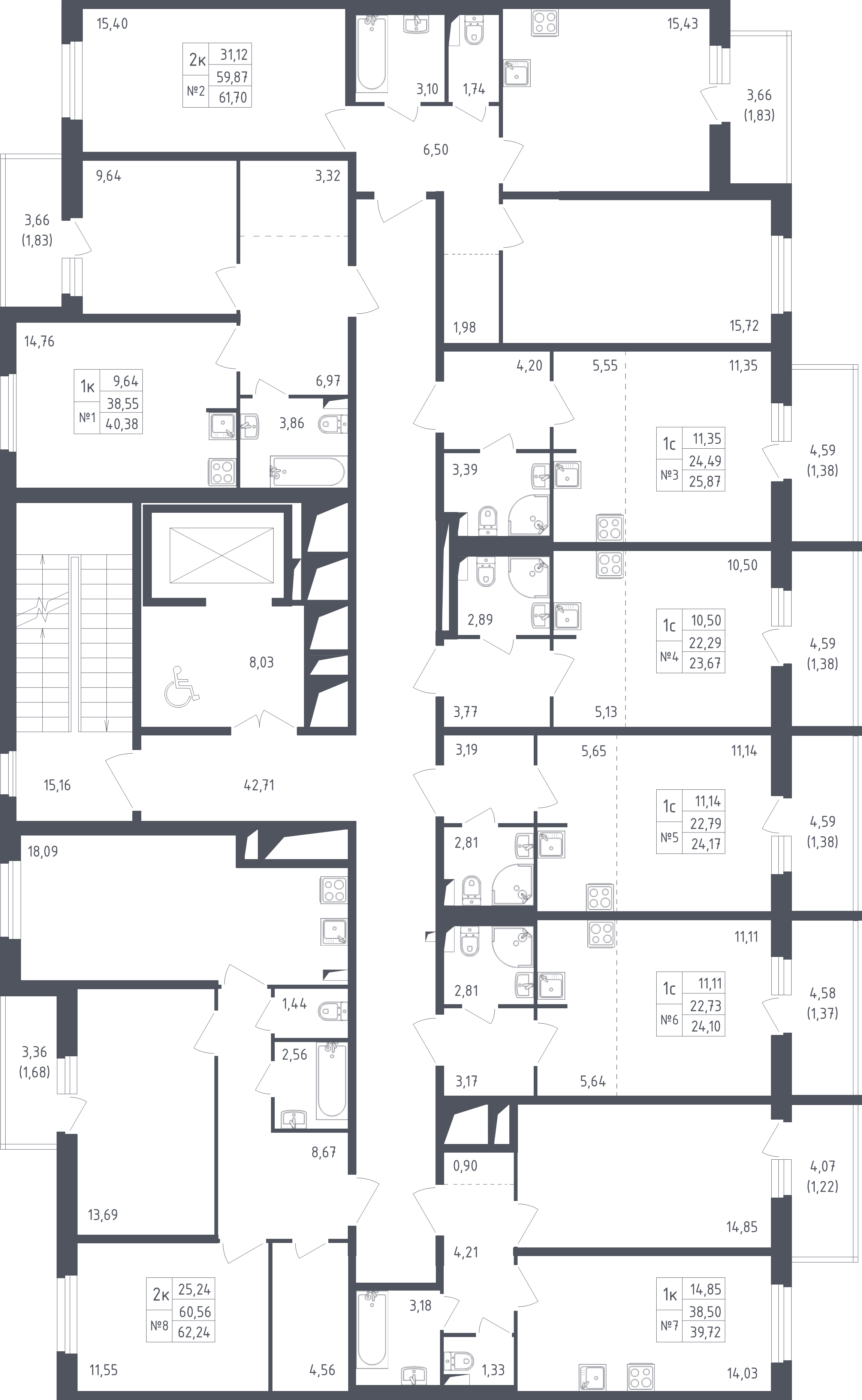 Квартира-студия, 24.17 м² - планировка этажа