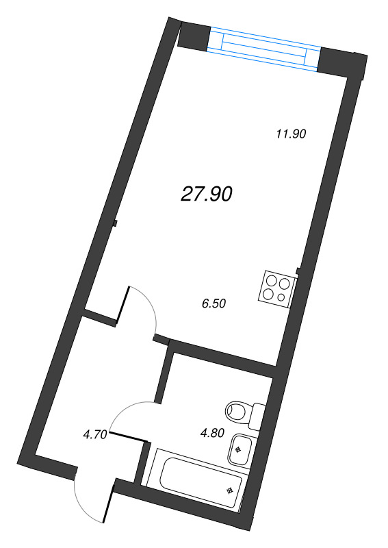 Квартира-студия, 27.9 м² в ЖК "Цвет Зеленогорска" - планировка, фото №1