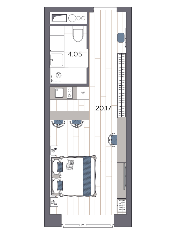 Квартира-студия, 27.16 м² в ЖК "Ladozhsky AVENIR" - планировка, фото №1