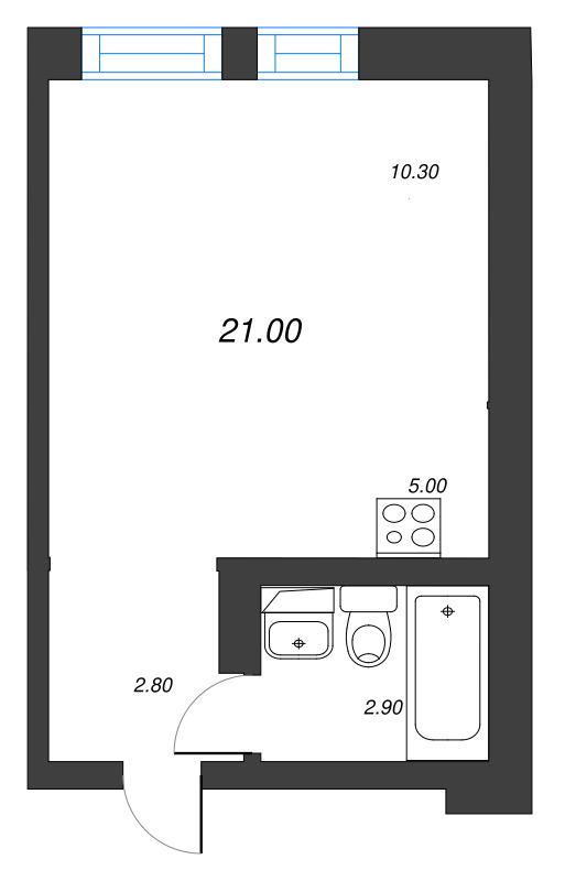 Квартира-студия, 21 м² в ЖК "ЭКО Квартал NEGA" - планировка, фото №1