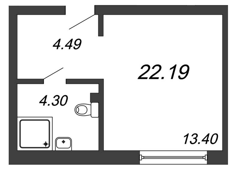 Квартира-студия, 22.19 м² в ЖК "In2it" - планировка, фото №1