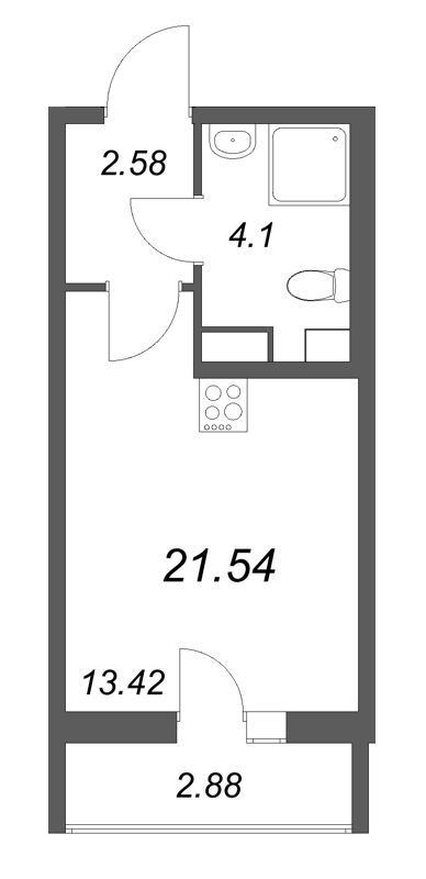 Квартира-студия, 21.54 м² в ЖК "Кинопарк" - планировка, фото №1