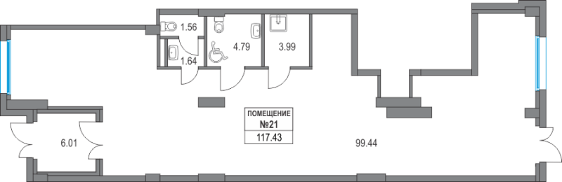Помещение, 117.43 м² в ЖК "Приморский квартал" - планировка, фото №1