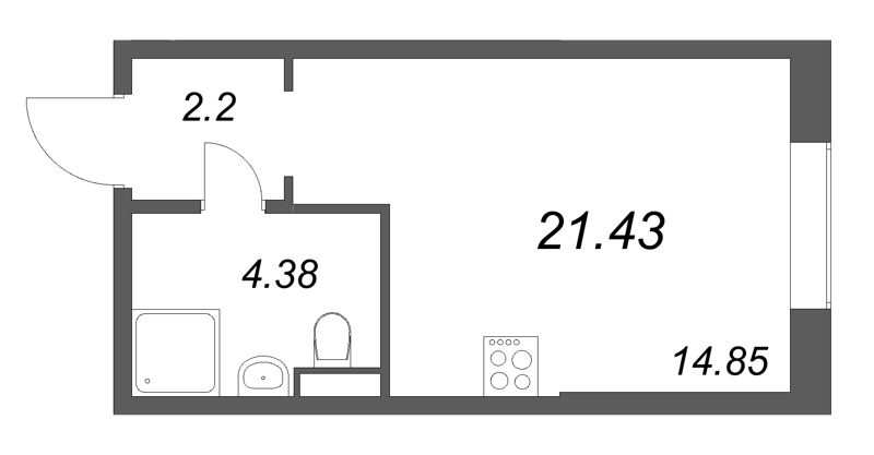 Квартира-студия, 21.43 м² в ЖК "Цивилизация на неве" - планировка, фото №1