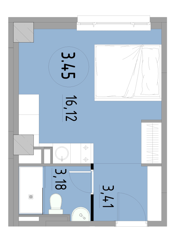 Квартира-студия, 22.71 м² в ЖК "Cosmos Smart Yuzhny" - планировка, фото №1