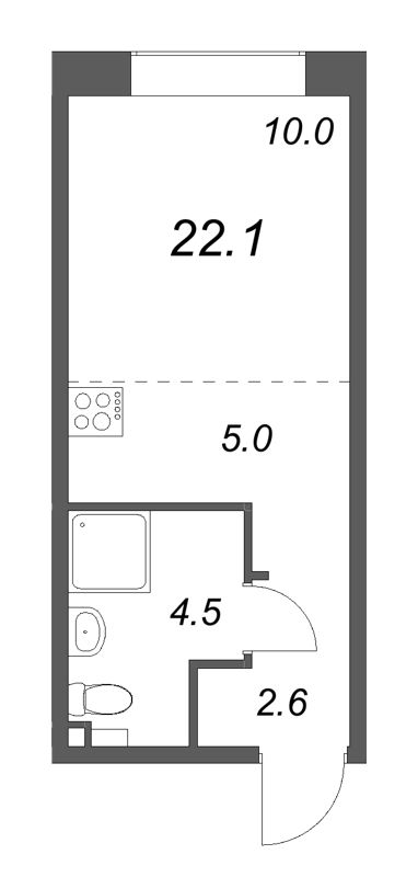 Квартира-студия, 22.1 м² в ЖК "Пулково Lake" - планировка, фото №1