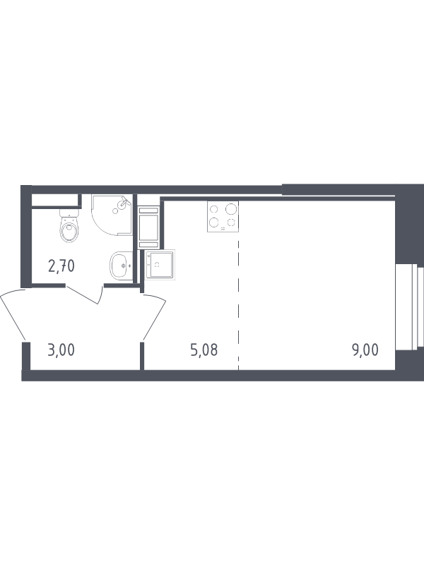 Квартира-студия, 19.78 м² в ЖК "Живи! В Рыбацком" - планировка, фото №1