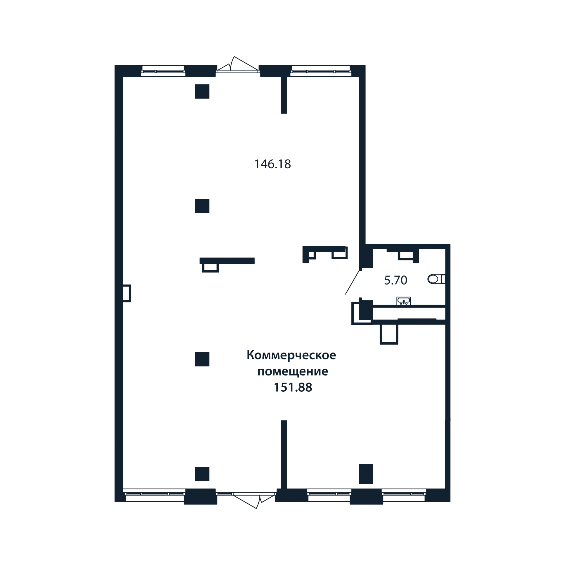Помещение, 151.88 м² в ЖК "Полис Новоселье" - планировка, фото №1