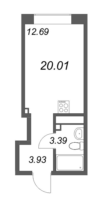 Квартира-студия, 20.58 м² в ЖК "17/33 Петровский остров" - планировка, фото №1