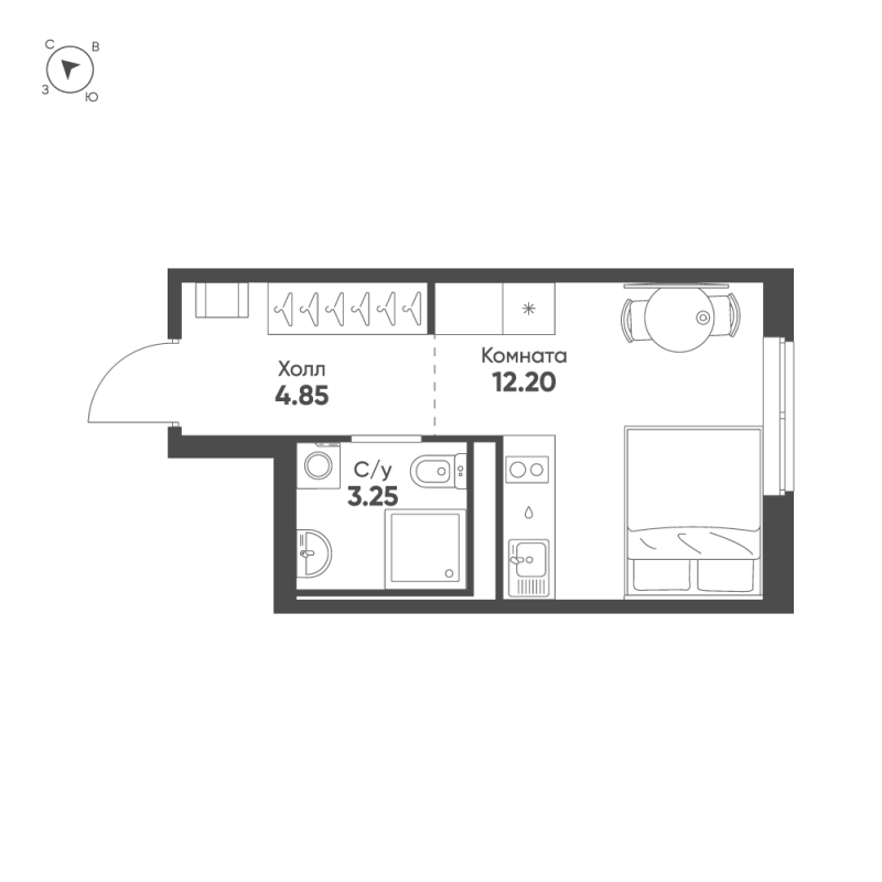 Квартира-студия, 20.3 м² в ЖК "Avenue Apart Pulkovo" - планировка, фото №1