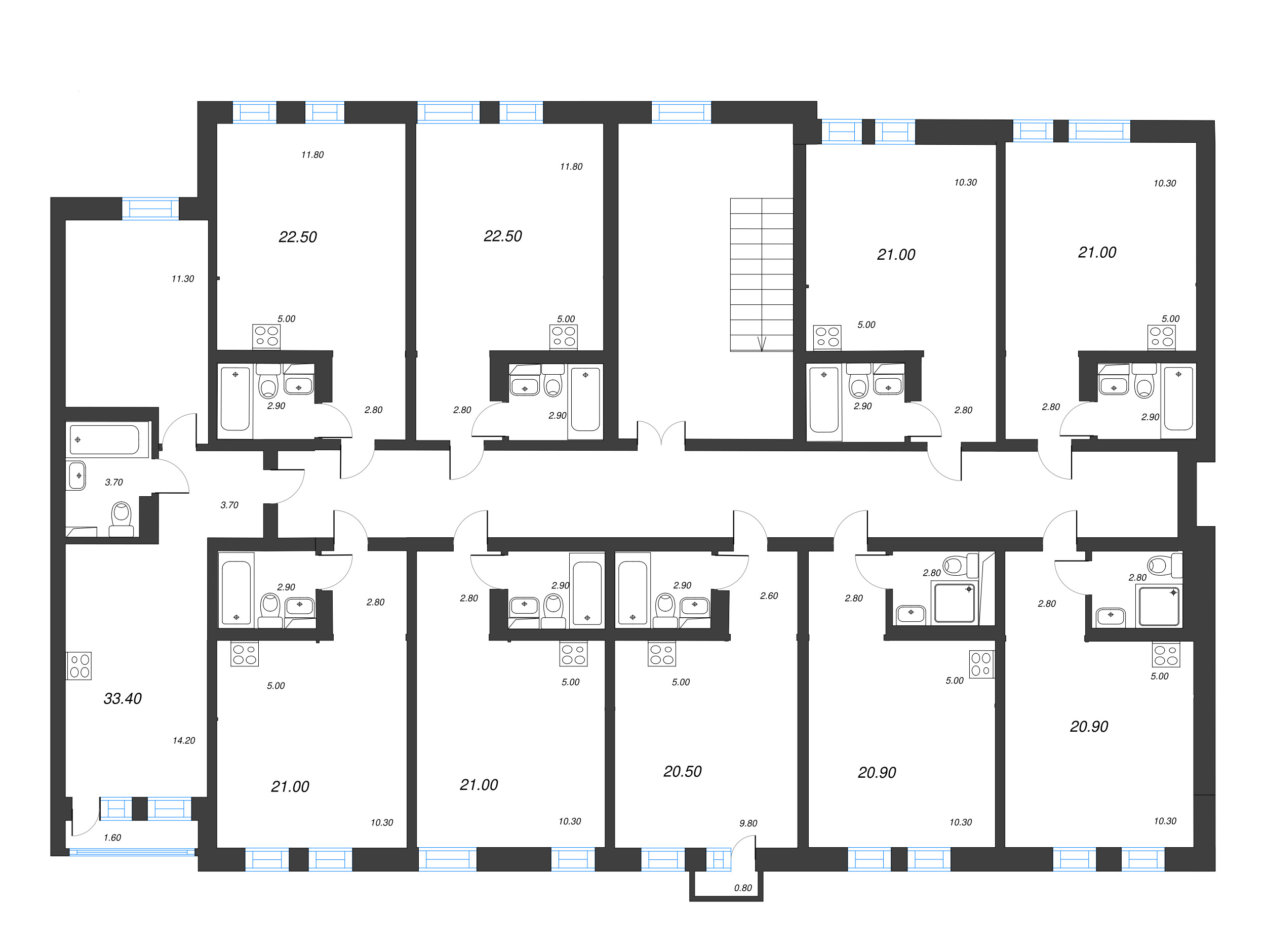 Квартира-студия, 20.5 м² в ЖК "ЭКО Квартал NEGA" - планировка этажа