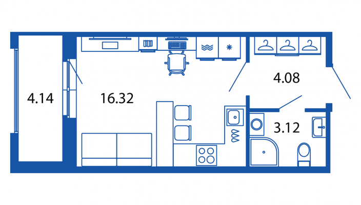 Квартира-студия, 23.5 м² - планировка, фото №1