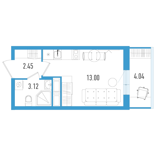 Квартира-студия, 19.78 м² в ЖК "AEROCITY" - планировка, фото №1