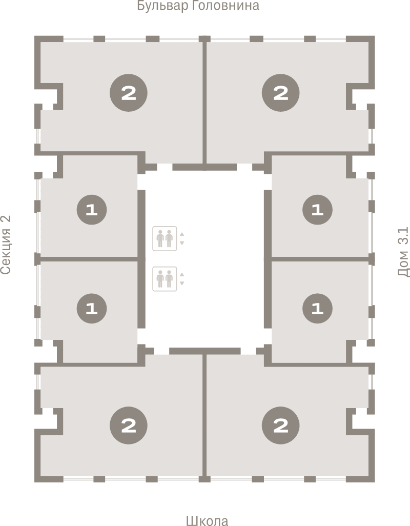 2-комнатная квартира, 85.6 м² в ЖК "Северный ветер" - планировка этажа