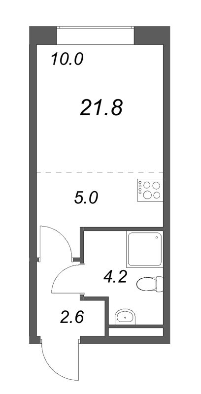 Квартира-студия, 21.8 м² в ЖК "Пулково Лейк" - планировка, фото №1
