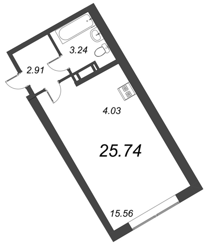 Квартира-студия, 25.74 м² в ЖК "Капральский" - планировка, фото №1