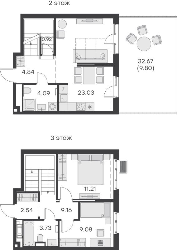 3-комнатная (Евро) квартира, 78.4 м² - планировка, фото №1