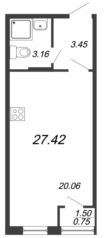 Квартира-студия, 27.5 м² в ЖК "FoRest Аквилон" - планировка, фото №1