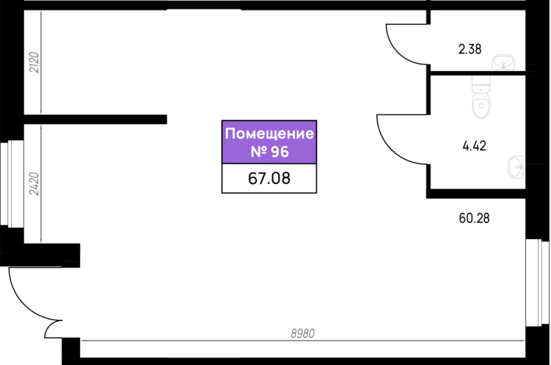 Помещение, 67.08 м² в ЖК "Имена" - планировка, фото №1