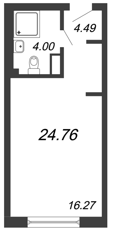 Квартира-студия, 24.76 м² в ЖК "In2it" - планировка, фото №1