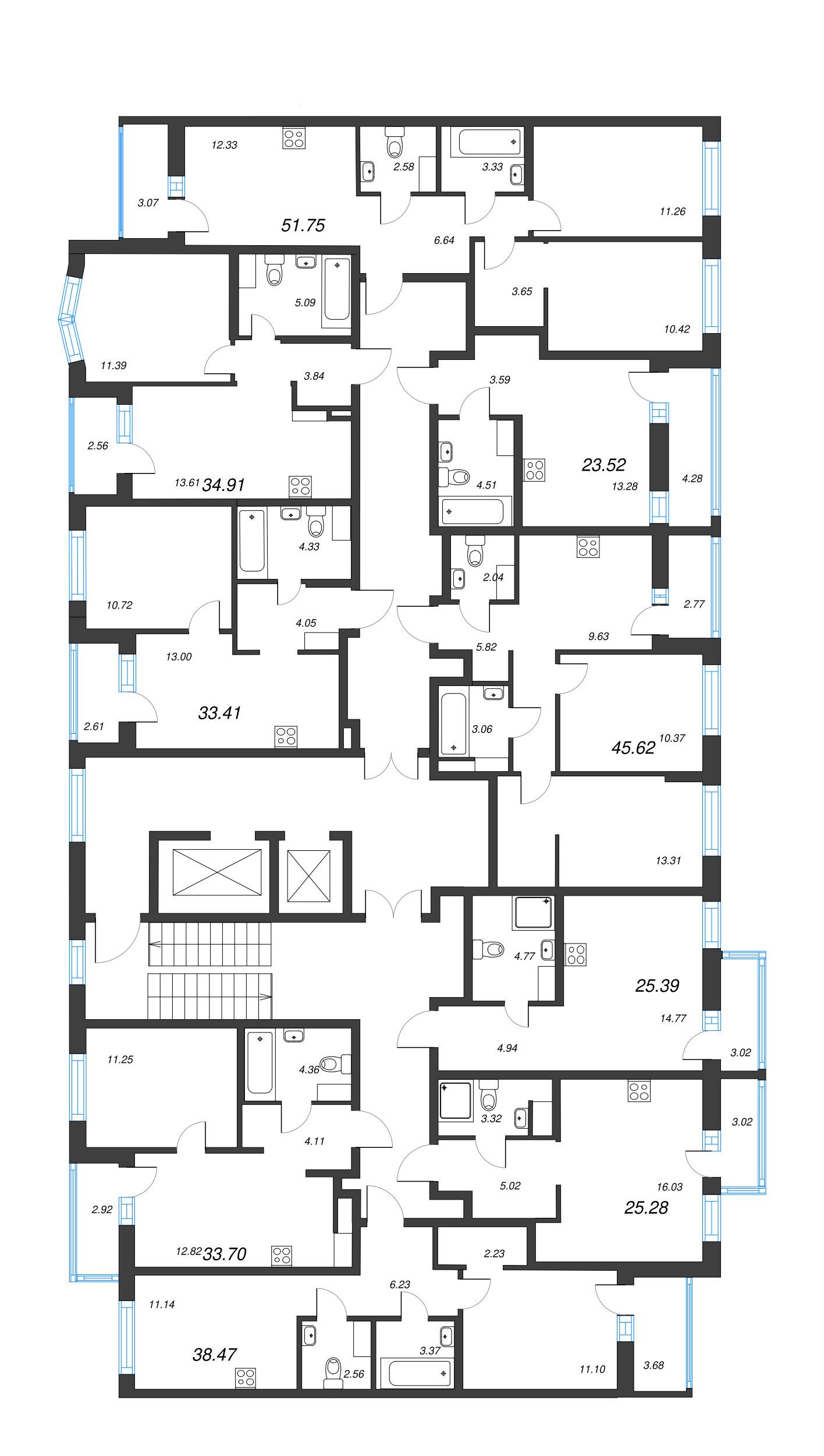 Квартира-студия, 23.52 м² - планировка этажа