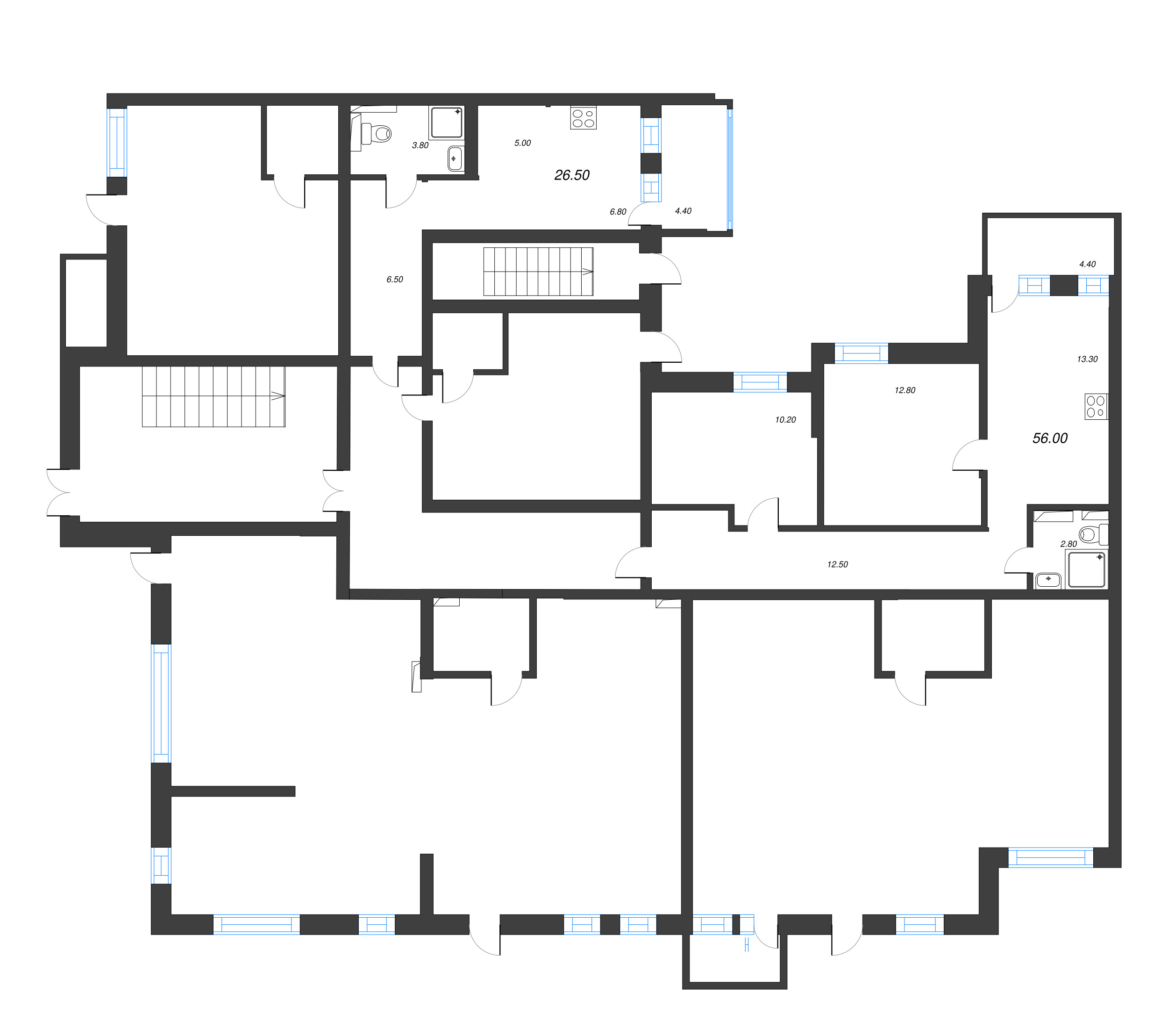2-комнатная квартира, 52.9 м² в ЖК "Эко Квартал Нега" - планировка этажа