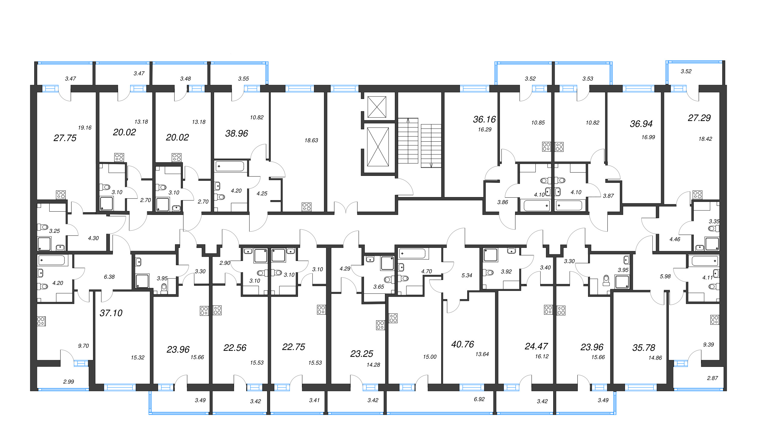 1-комнатная квартира, 35.78 м² - планировка этажа