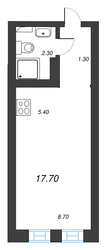 Квартира-студия, 17.7 м² в ЖК "Эко Квартал Нега" - планировка, фото №1