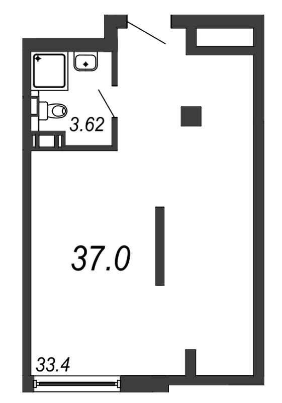 Квартира-студия, 35.3 м² в ЖК "Avenue-Apart на Малом" - планировка, фото №1