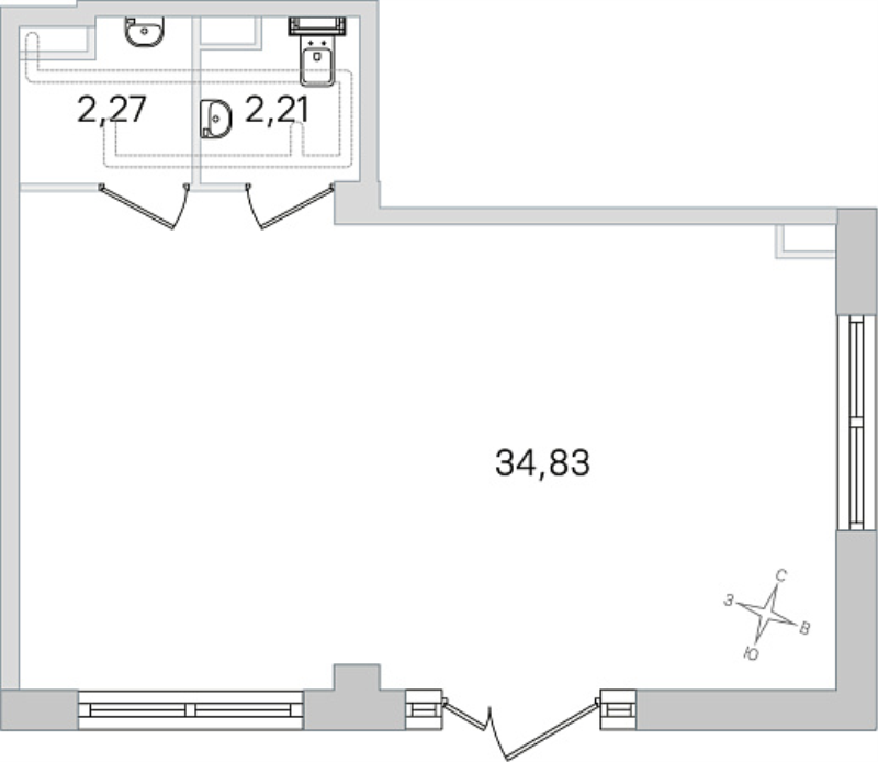 Помещение, 39.31 м² в ЖК "Дубровский" - планировка, фото №1