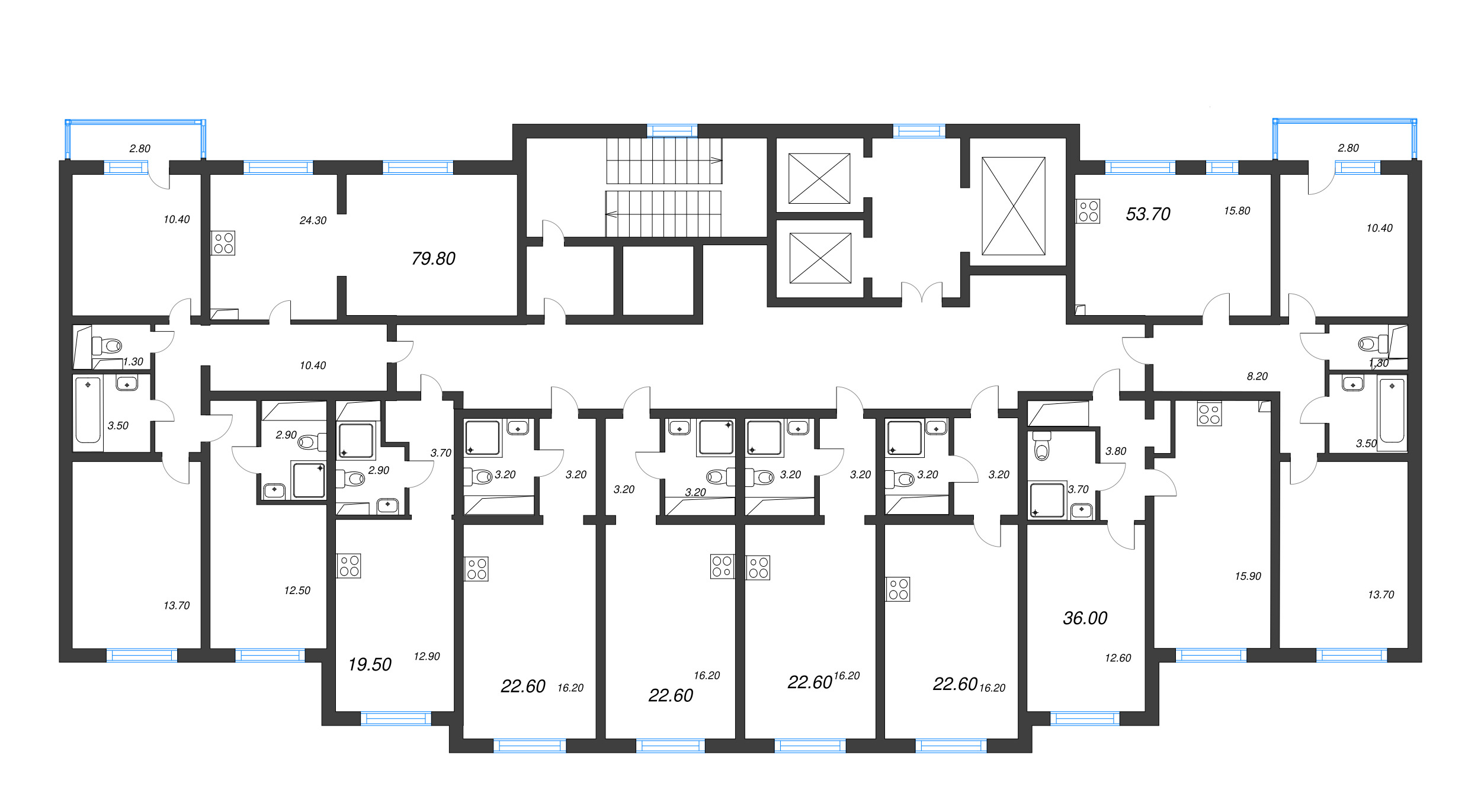 Квартира-студия, 19.5 м² - планировка этажа