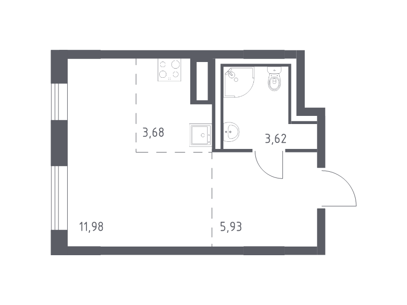 Квартира-студия, 25.21 м² в ЖК "Квартал Лаголово" - планировка, фото №1