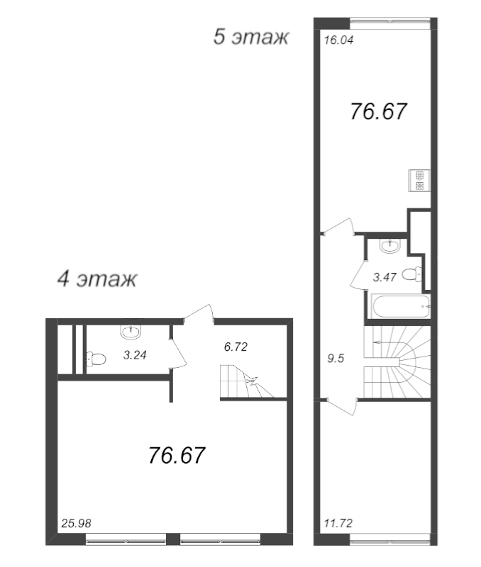 3-комнатная (Евро) квартира, 76.67 м² в ЖК "GloraX Premium Василеостровский" - планировка, фото №1