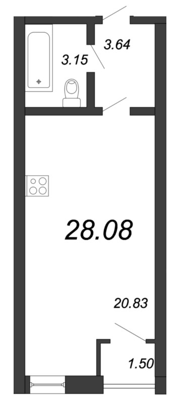 Квартира-студия, 27.6 м² в ЖК "FoRest Аквилон" - планировка, фото №1