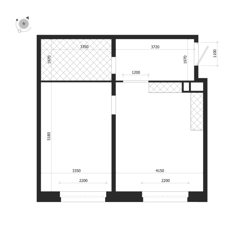 2-комнатная (Евро) квартира, 52.3 м² в ЖК "ЛДМ" - планировка, фото №1