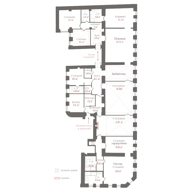 6-комнатная квартира, 517.5 м² в ЖК "Три Грации" - планировка, фото №1