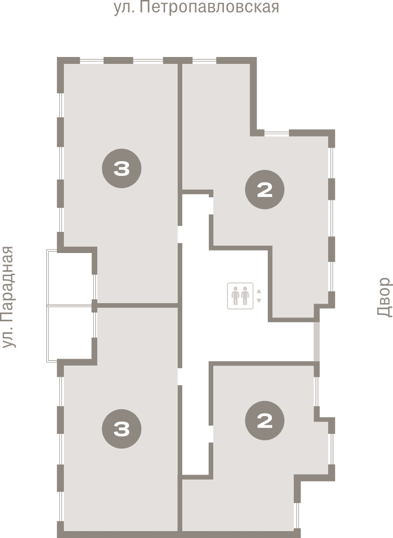 4-комнатная (Евро) квартира, 94.6 м² в ЖК "Брусника в Новоселье" - планировка этажа