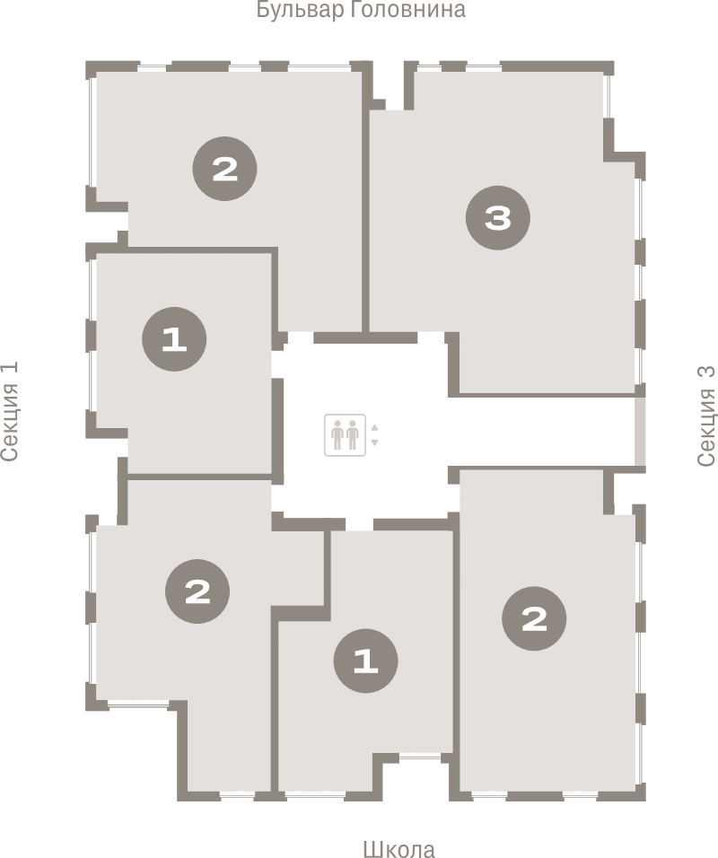 2-комнатная (Евро) квартира, 52.2 м² в ЖК "Северный ветер" - планировка этажа