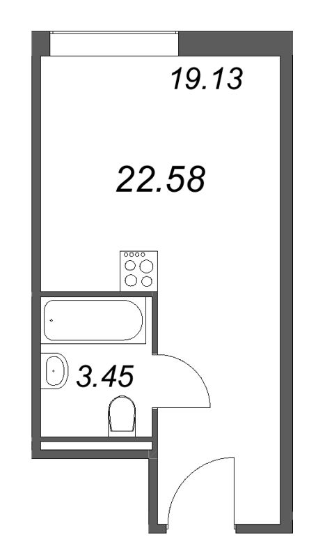 Квартира-студия, 22.58 м² в ЖК "Арт Плаза" - планировка, фото №1