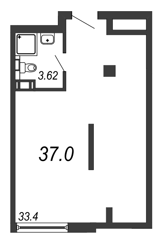 Квартира-студия, 35.1 м² в ЖК "Avenue-Apart на Малом" - планировка, фото №1