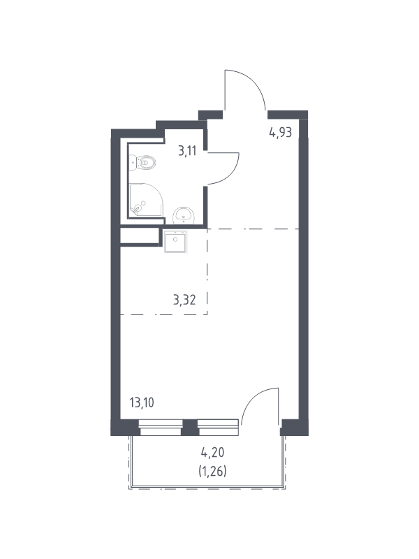 Квартира-студия, 25.72 м² в ЖК "Новые Лаврики" - планировка, фото №1